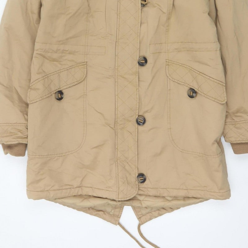 Tu Women Beige UK 12 Hooded Faux Fur Lined Quilted Parka Coat