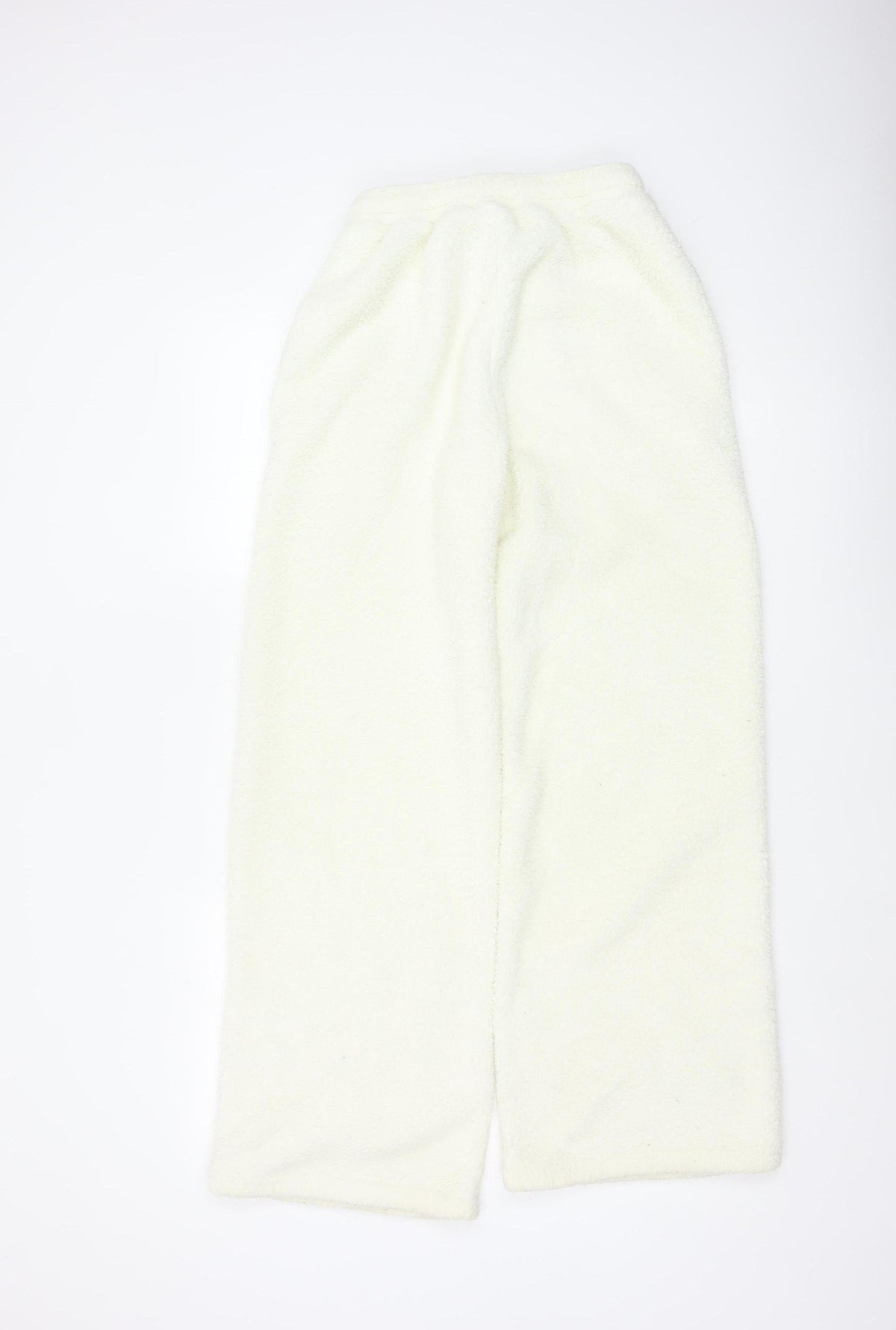 White Fox Women Ivory XS Fleece Wide-Leg Jogger Trousers Drawstring