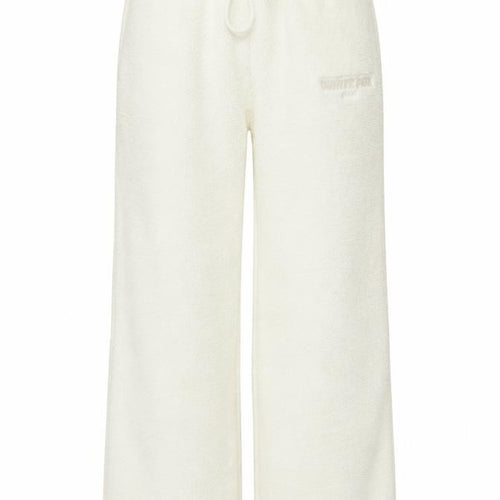 White Fox Women Ivory XS Fleece Wide-Leg Jogger Trousers Drawstring