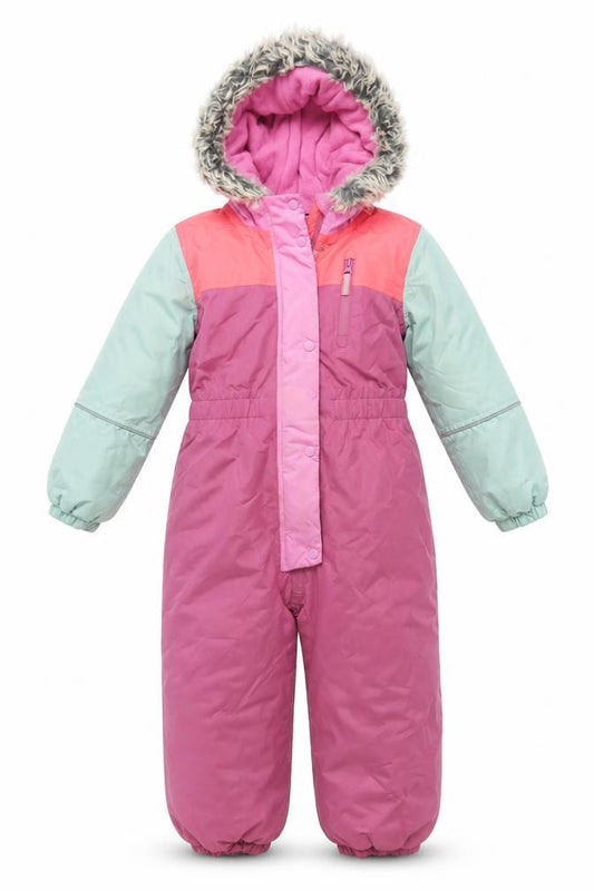 Next Girls Multicoloured 5-6 Years Ski Snowsuit Hooded Fur Trim