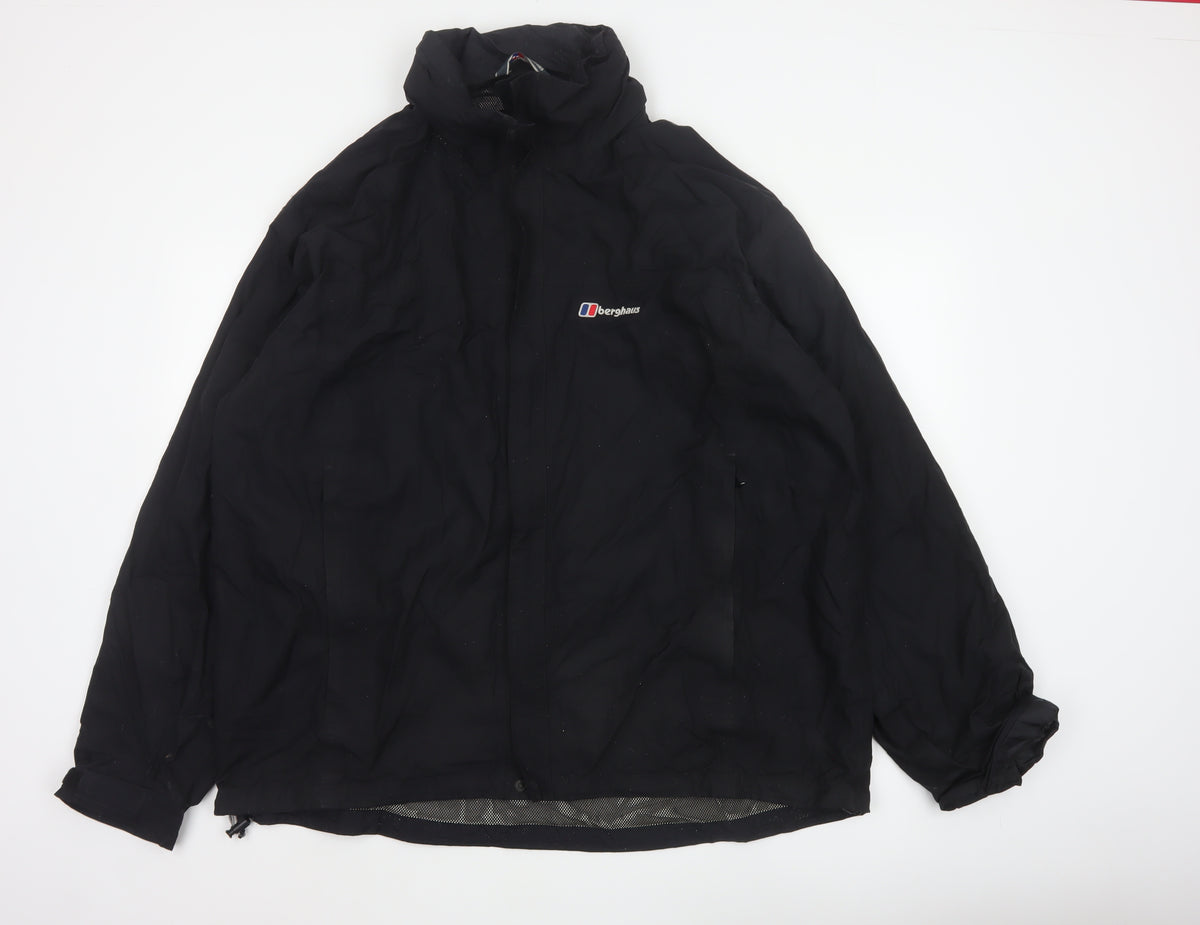 Berghaus Men's Black 3XL Hooded Nylon Waterproof Rain Jacket