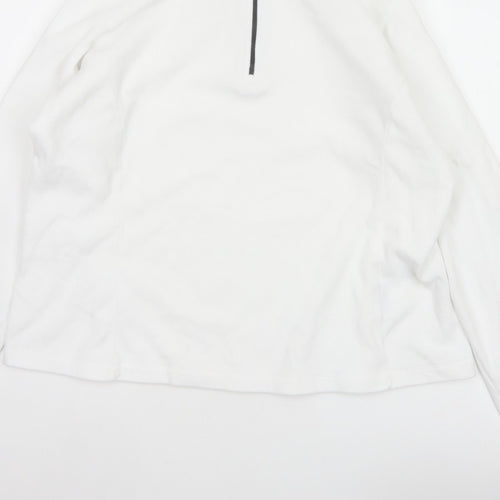Lands' End Women's White L Pullover 1/4 Zip Fleece Sweatshirt
