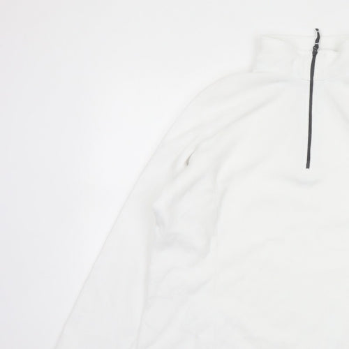 Lands' End Women's White L Pullover 1/4 Zip Fleece Sweatshirt