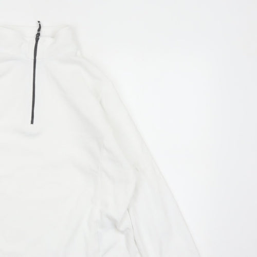Lands' End Women's White L Pullover 1/4 Zip Fleece Sweatshirt