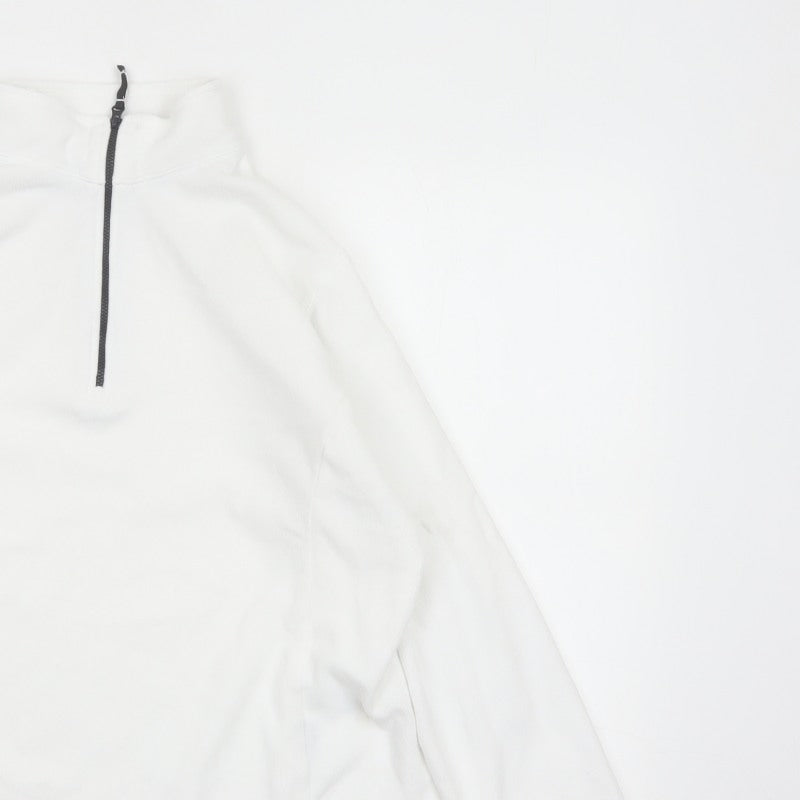 Lands' End Women's White L Pullover 1/4 Zip Fleece Sweatshirt