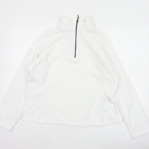 Lands' End Women's White L Pullover 1/4 Zip Fleece Sweatshirt