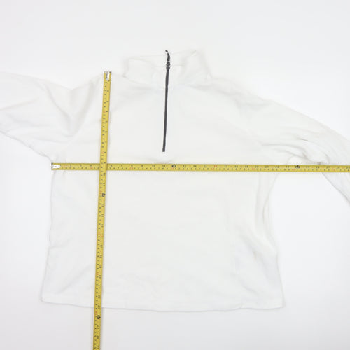 Lands' End Women's White L Pullover 1/4 Zip Fleece Sweatshirt