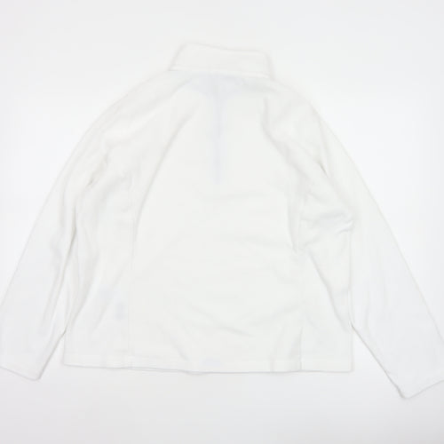 Lands' End Women's White L Pullover 1/4 Zip Fleece Sweatshirt