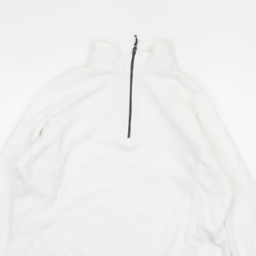 Lands' End Women's White L Pullover 1/4 Zip Fleece Sweatshirt