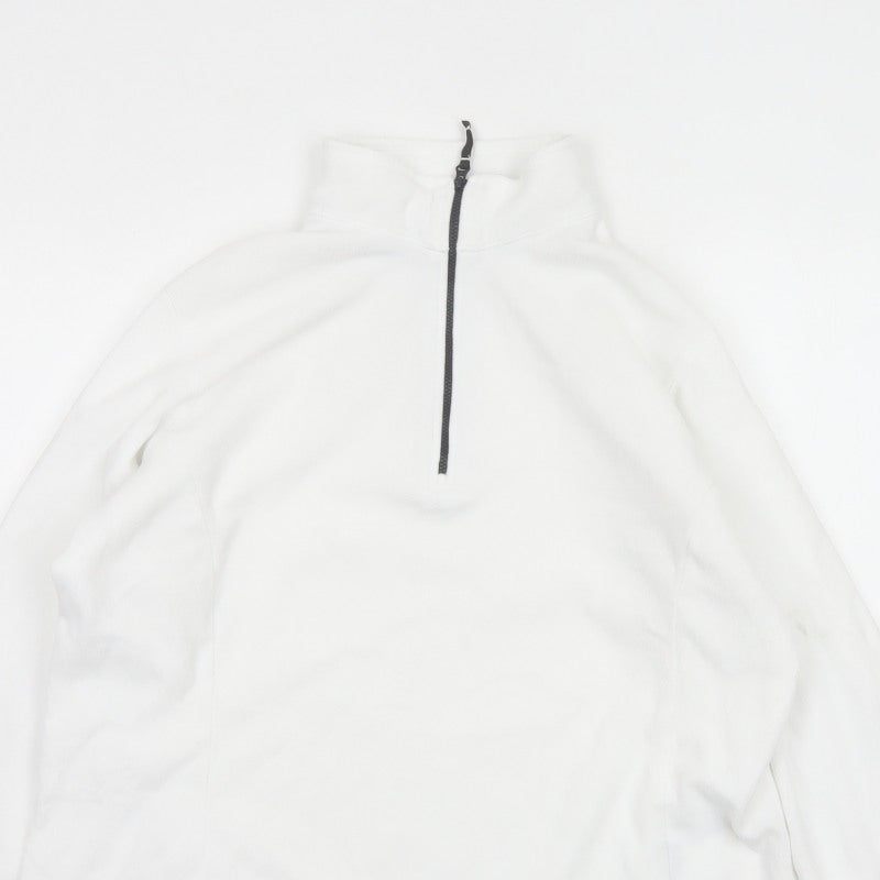 Lands' End Women's White L Pullover 1/4 Zip Fleece Sweatshirt
