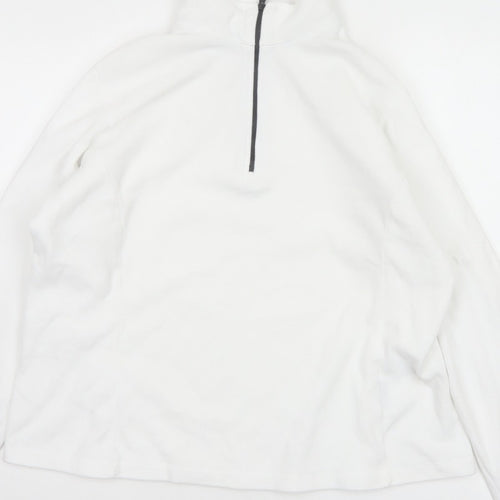 Lands' End Women's White L Pullover 1/4 Zip Fleece Sweatshirt