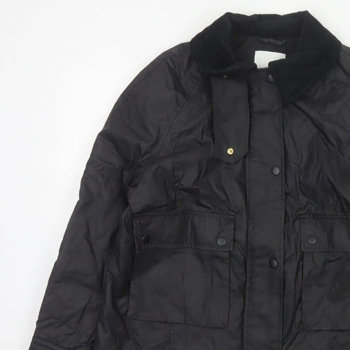 H&M Women's Black UK 12 Basic Padded Collared Utility Jacket