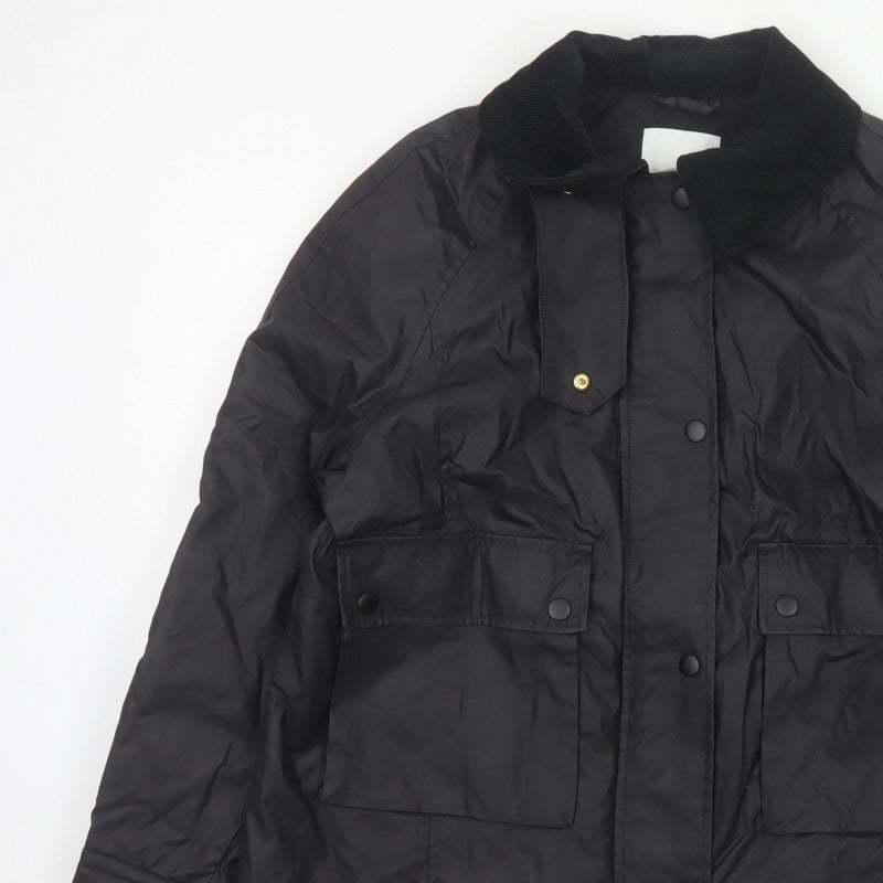 H&M Women's Black UK 12 Basic Padded Collared Utility Jacket