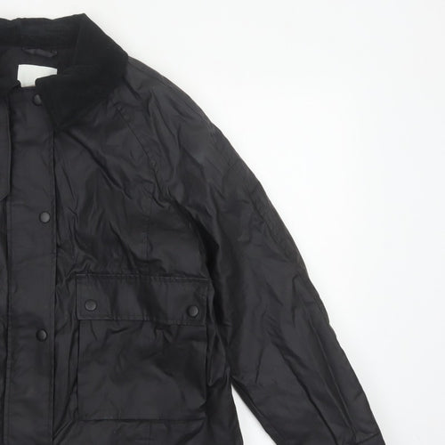 H&M Women's Black UK 12 Basic Padded Collared Utility Jacket