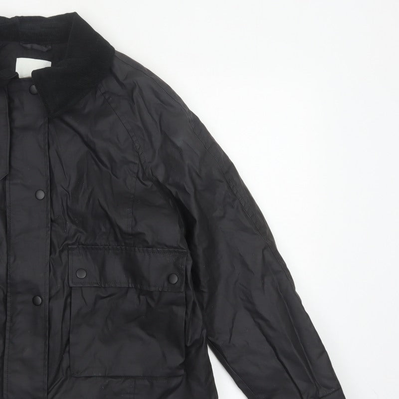 H&M Women's Black UK 12 Basic Padded Collared Utility Jacket
