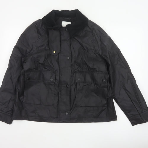 H&M Women's Black UK 12 Basic Padded Collared Utility Jacket
