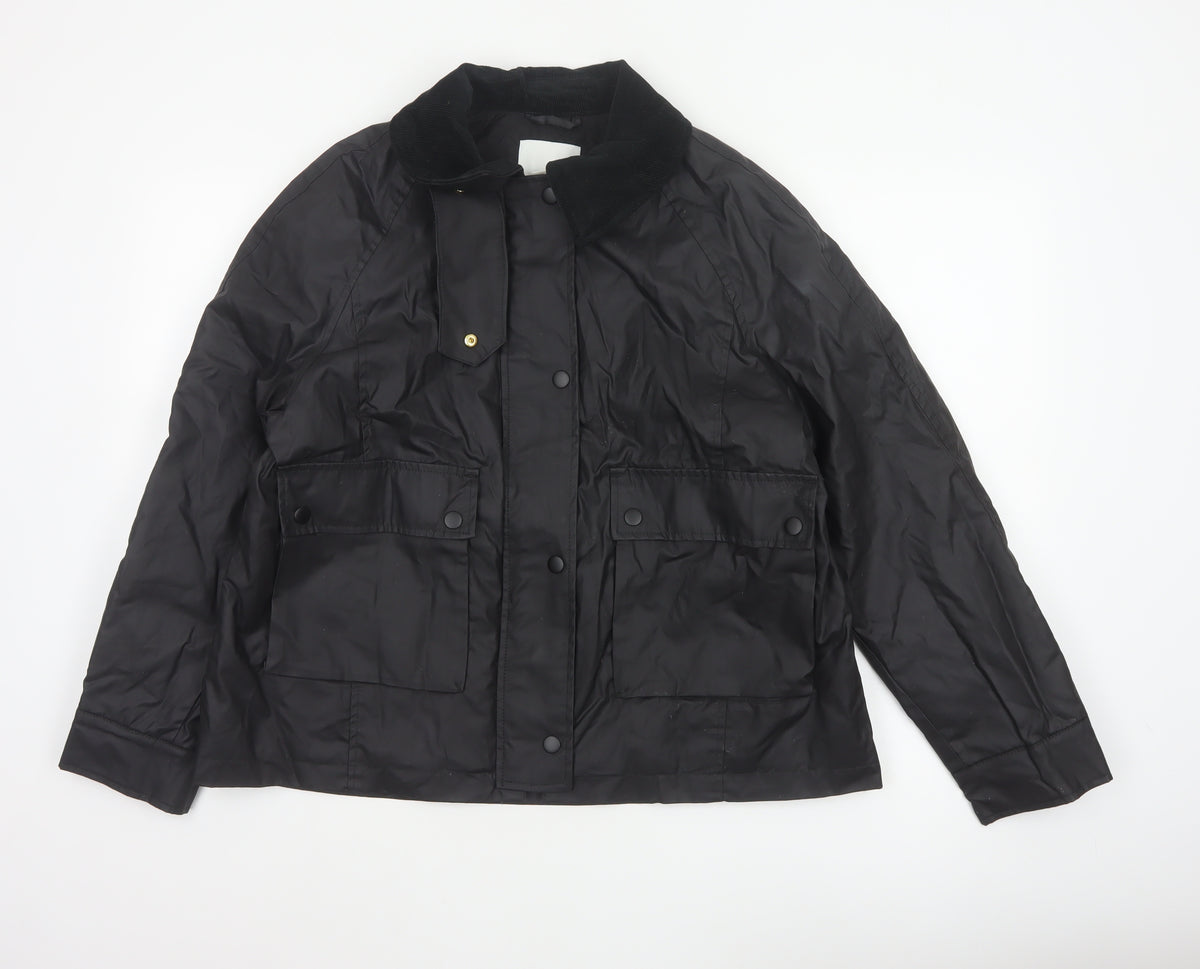H&M Women's Black UK 12 Basic Padded Collared Utility Jacket