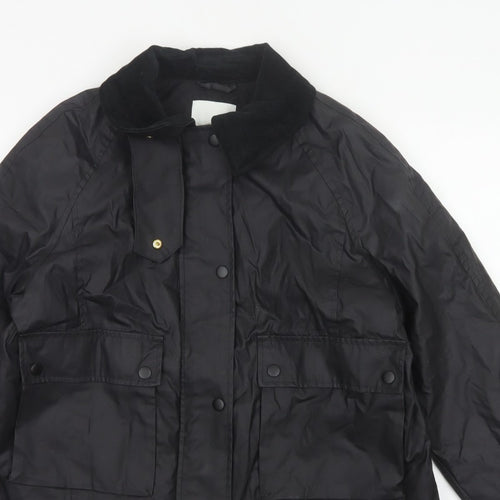 H&M Women's Black UK 12 Basic Padded Collared Utility Jacket