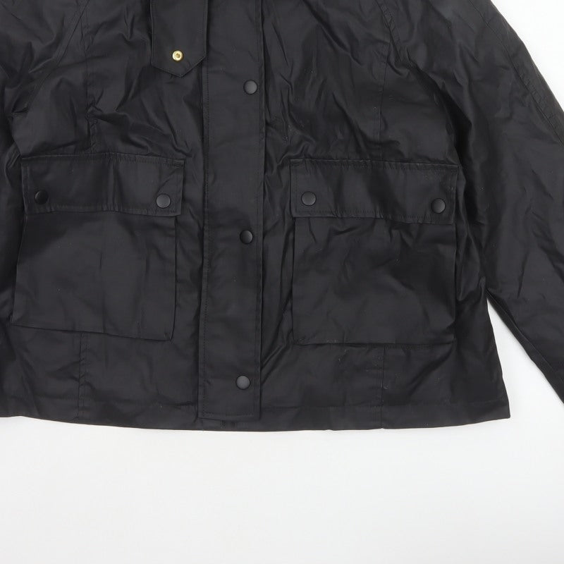 H&M Women's Black UK 12 Basic Padded Collared Utility Jacket
