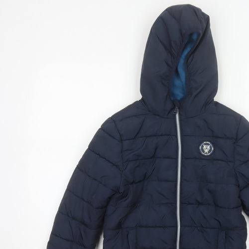 Studio Boys Blue 7-8 Years Hooded Puffer Jacket Quilted Fleece Lined