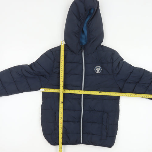 Studio Boys Blue 7-8 Years Hooded Puffer Jacket Quilted Fleece Lined