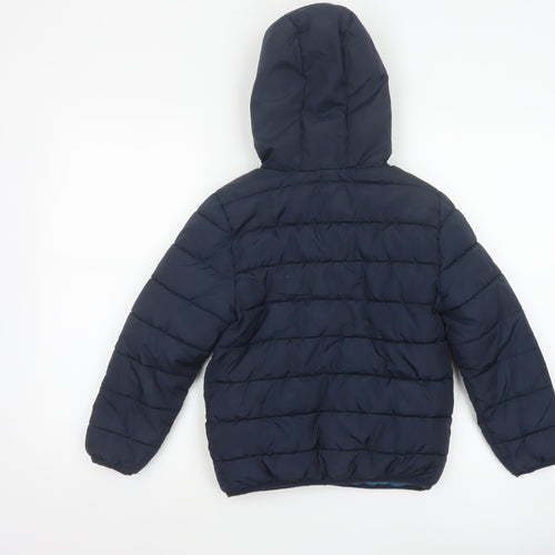 Studio Boys Blue 7-8 Years Hooded Puffer Jacket Quilted Fleece Lined