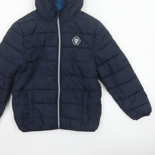 Studio Boys Blue 7-8 Years Hooded Puffer Jacket Quilted Fleece Lined
