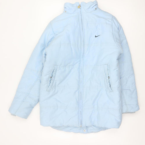 Nike Girls Blue 12-13 Years Puffer Coat Quilted Zip Jacket
