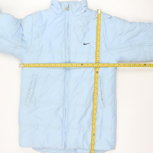 Nike Girls Blue 12-13 Years Puffer Coat Quilted Zip Jacket