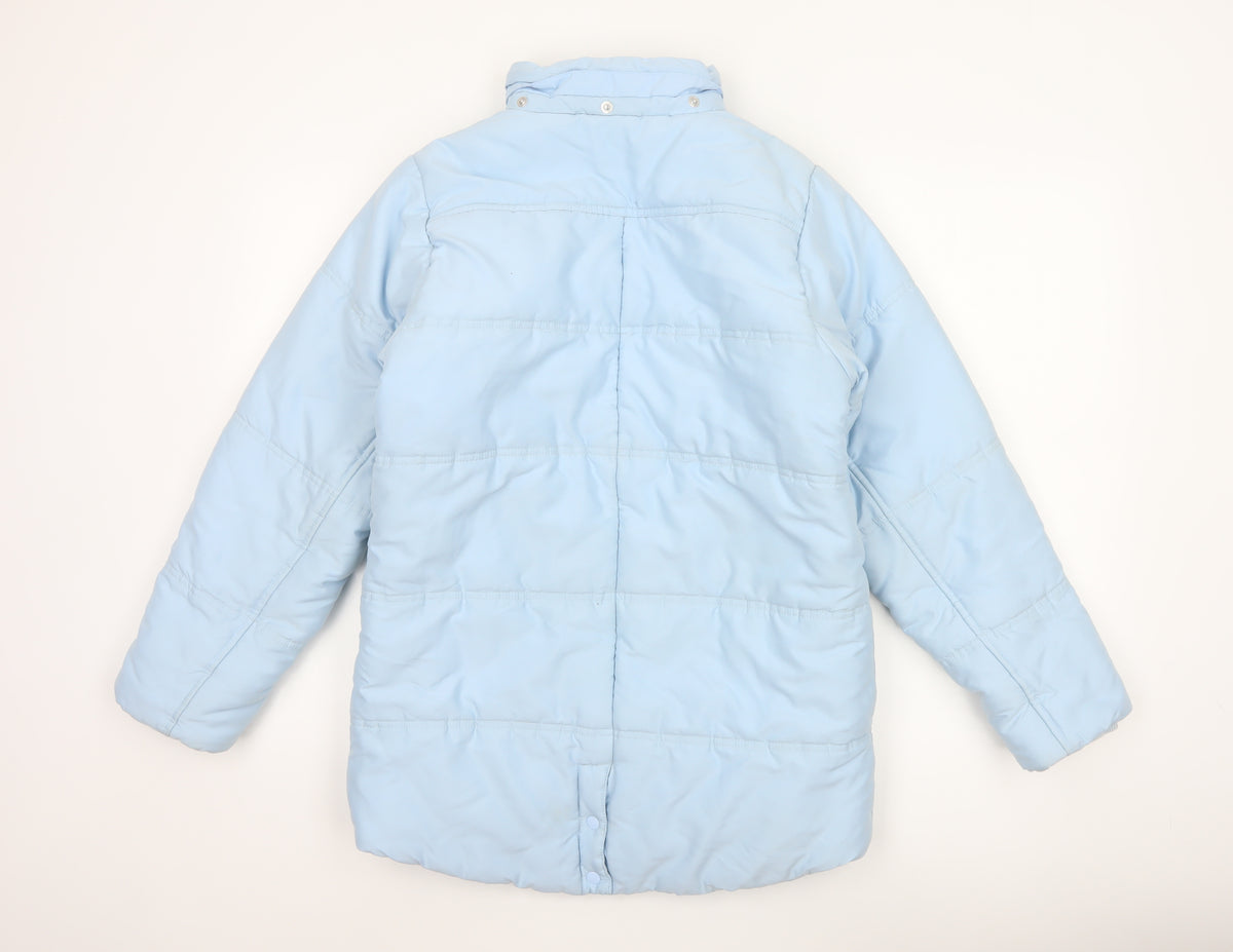 Nike Girls Blue 12-13 Years Puffer Coat Quilted Zip Jacket