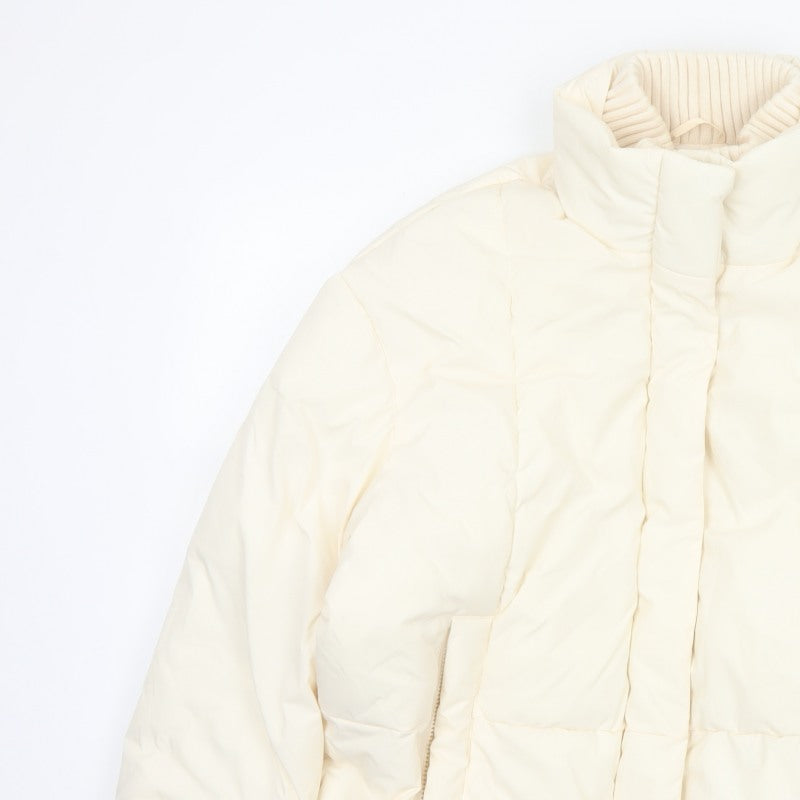 Primark Cares Women Ivory L Puffer Jacket Quilted Winter Full Zip
