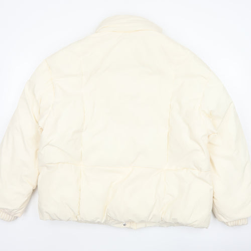 Primark Cares Women Ivory L Puffer Jacket Quilted Winter Full Zip