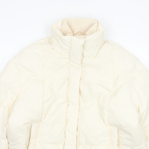 Primark Cares Women Ivory L Puffer Jacket Quilted Winter Full Zip
