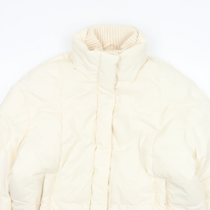 Primark Cares Women Ivory L Puffer Jacket Quilted Winter Full Zip