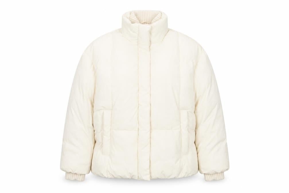 Primark Cares Women Ivory L Puffer Jacket Quilted Winter Full Zip