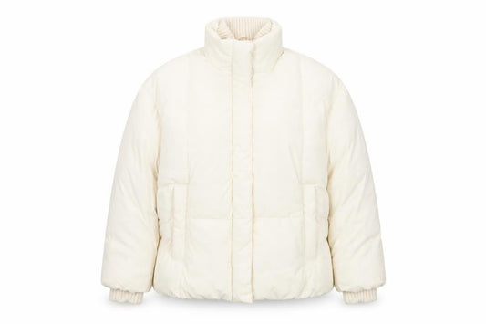 Primark Cares Women Ivory L Puffer Jacket Quilted Winter Full Zip