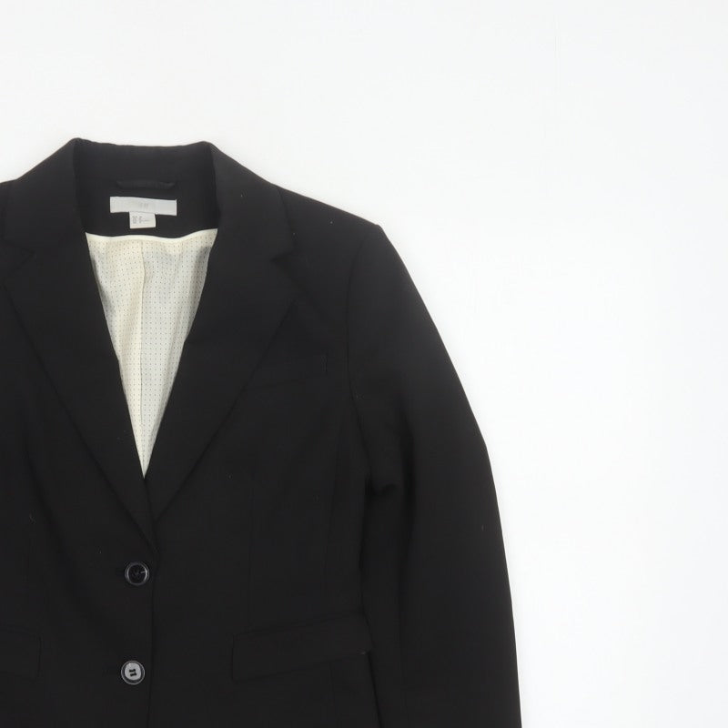 H&M Women’s Black UK 10 Tailored 2 Button Lined Blazer Jacket