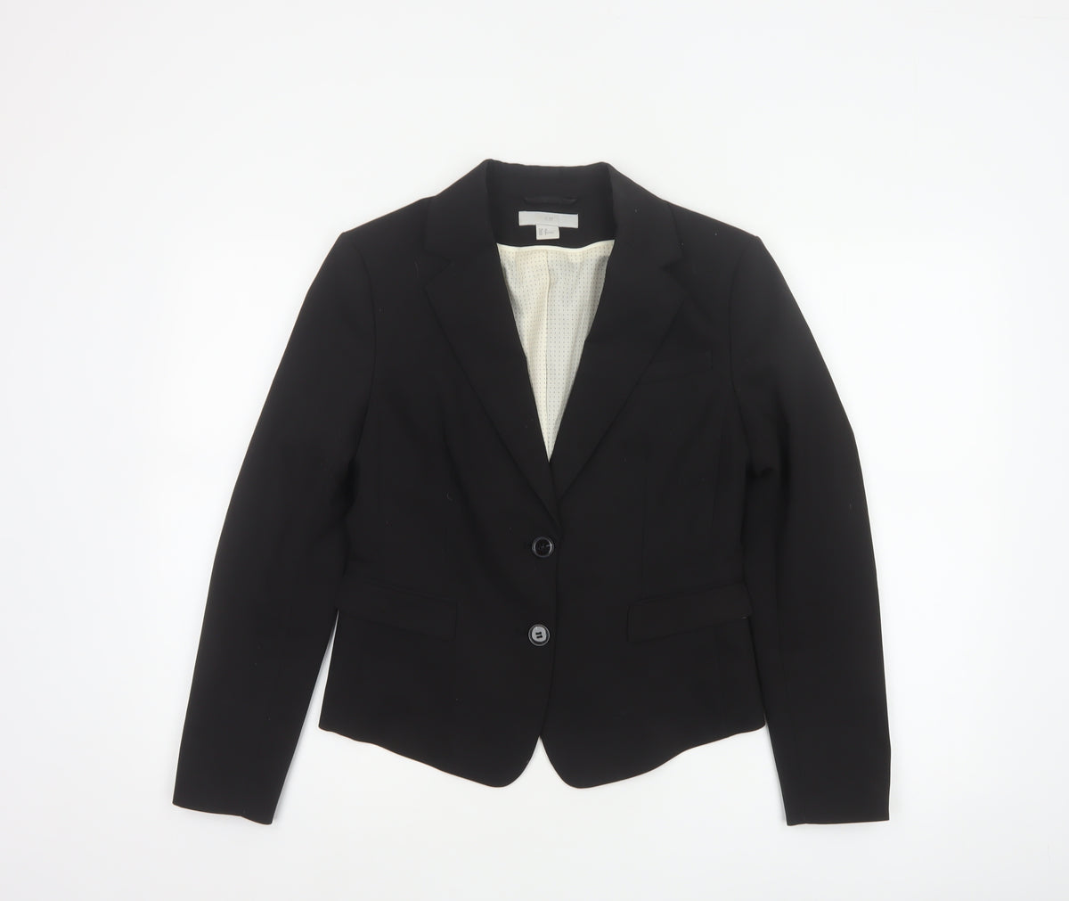 H&M Women’s Black UK 10 Tailored 2 Button Lined Blazer Jacket