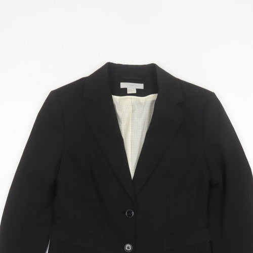 H&M Women’s Black UK 10 Tailored 2 Button Lined Blazer Jacket