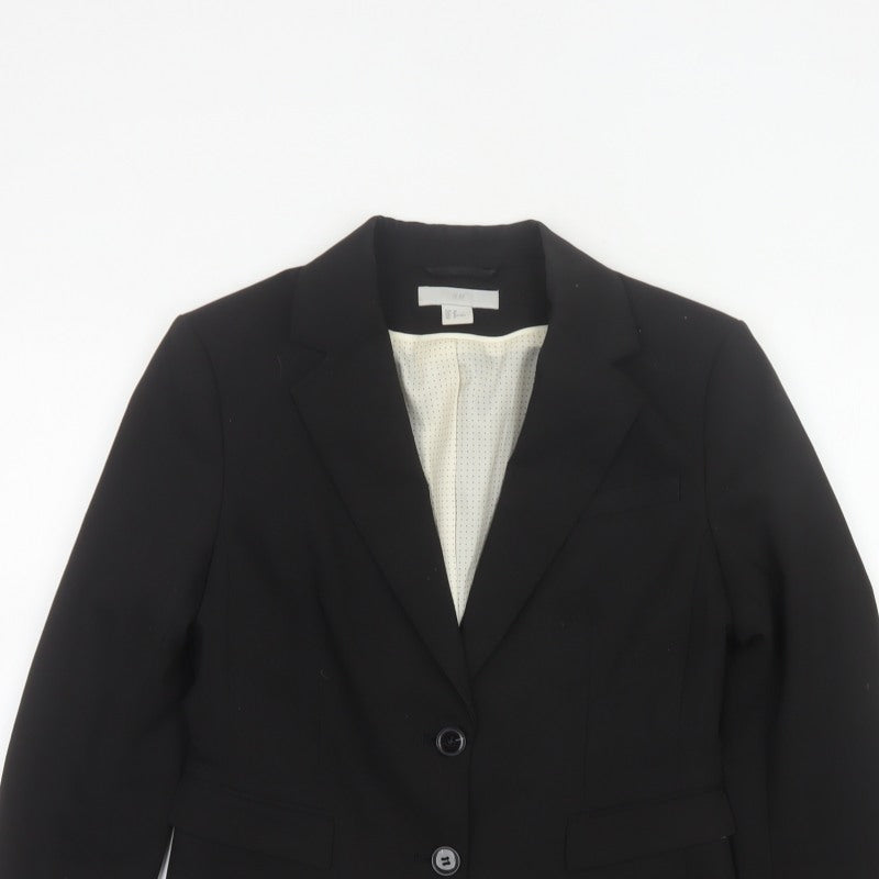 H&M Women’s Black UK 10 Tailored 2 Button Lined Blazer Jacket