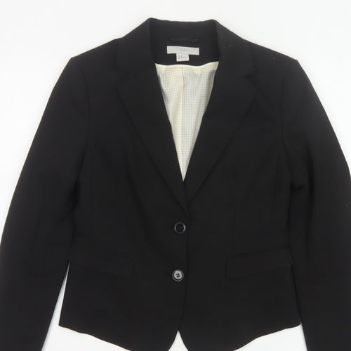 H&M Women’s Black UK 10 Tailored 2 Button Lined Blazer Jacket