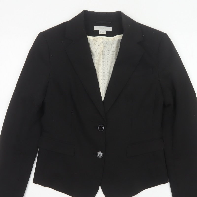 H&M Women’s Black UK 10 Tailored 2 Button Lined Blazer Jacket