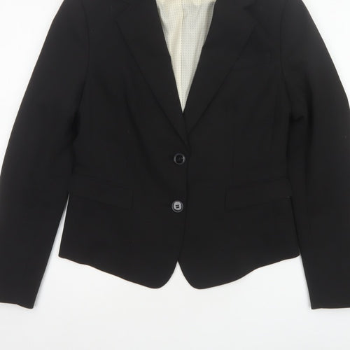 H&M Women’s Black UK 10 Tailored 2 Button Lined Blazer Jacket