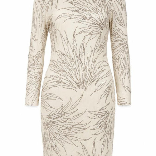 Jin Fizz Women Ivory UK 14 Vintage Sequin V-Neck Midi Sheath Dress