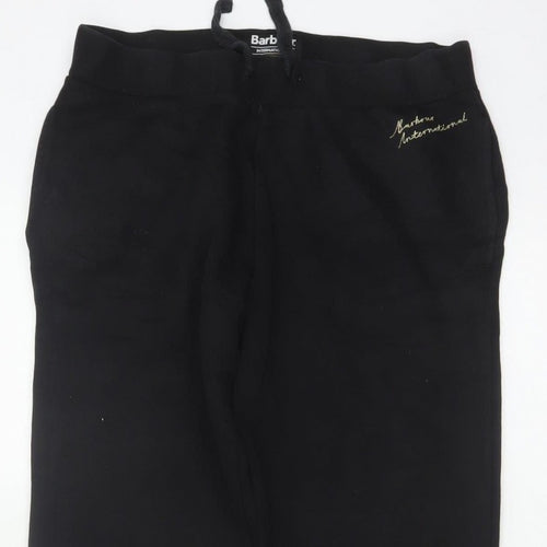 Barbour Boys Black Jogger Trousers 14-15 Years Cotton Blend Logo