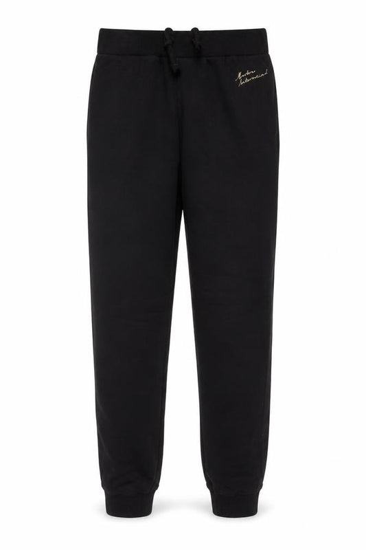 Front view of Barbour boys’ black jogger trousers 14-15 years cotton blend logo