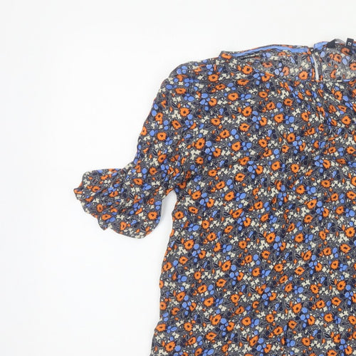Crew Clothing Company Women Multicoloured UK 12 Floral Bell Sleeve Blouse