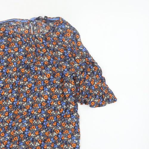 Crew Clothing Company Women Multicoloured UK 12 Floral Bell Sleeve Blouse