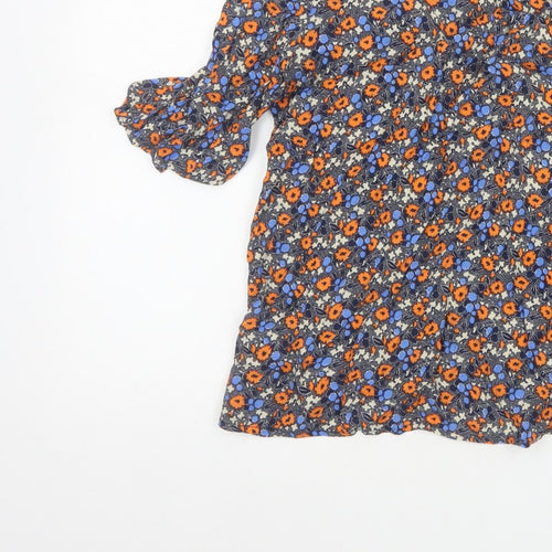 Crew Clothing Company Women Multicoloured UK 12 Floral Bell Sleeve Blouse