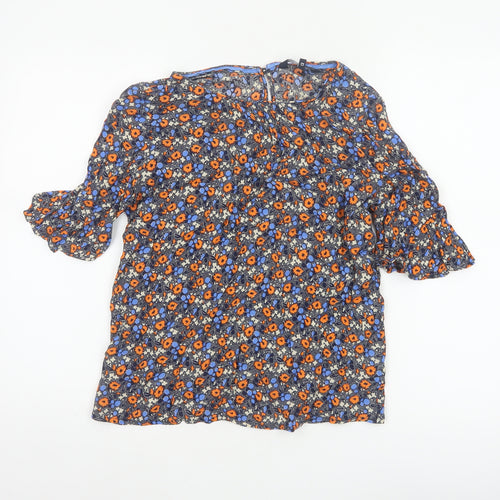 Crew Clothing Company Women Multicoloured UK 12 Floral Bell Sleeve Blouse